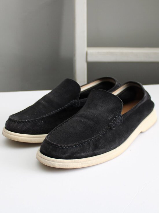 Boss Debossed Logo Slip-On Loafers in Suede Black Men\'s Size 42/ 9 US main image 5